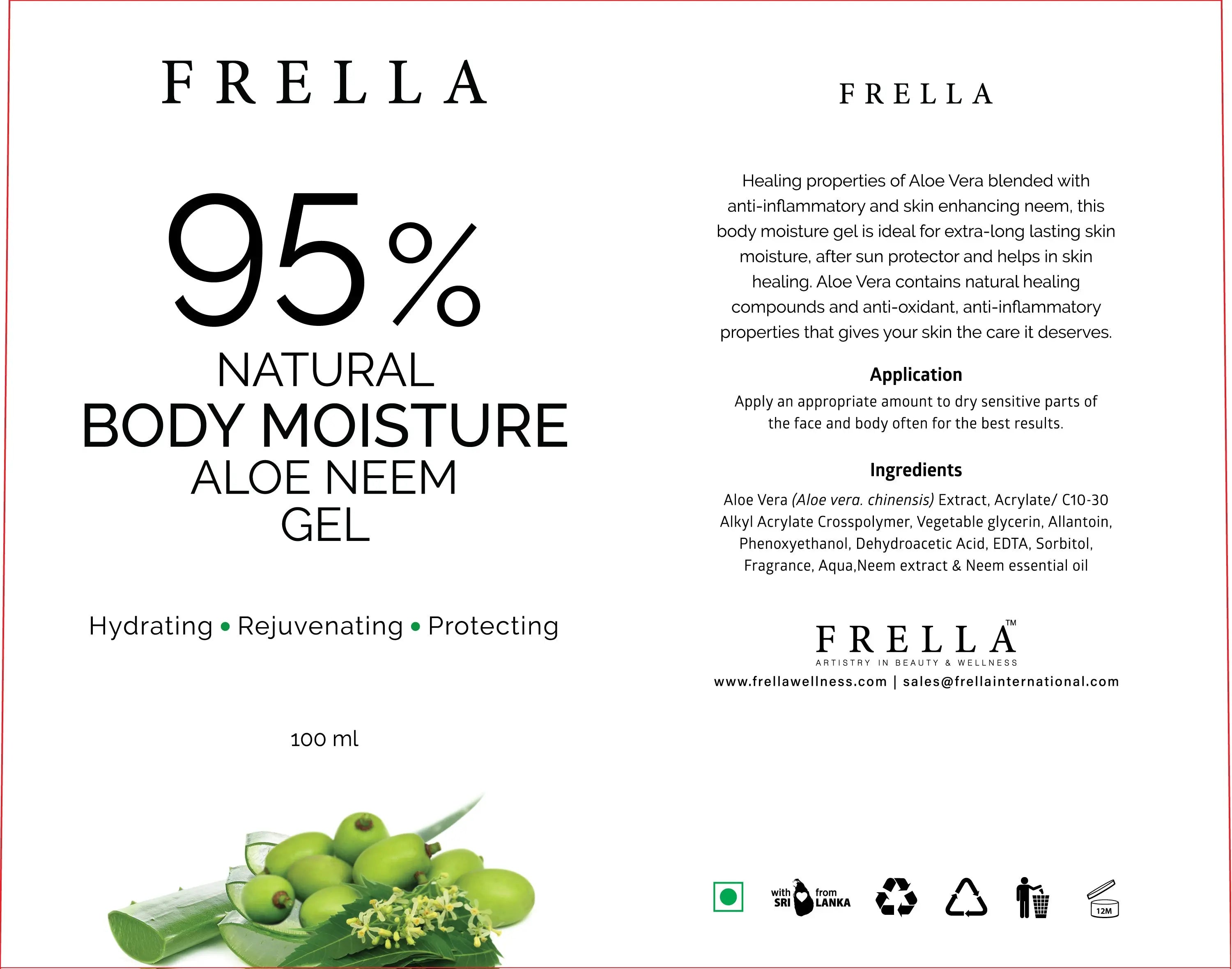 Frella Aloe Vera with Natural Neem Body Moisture Gel 30ml/100ml Purto Services