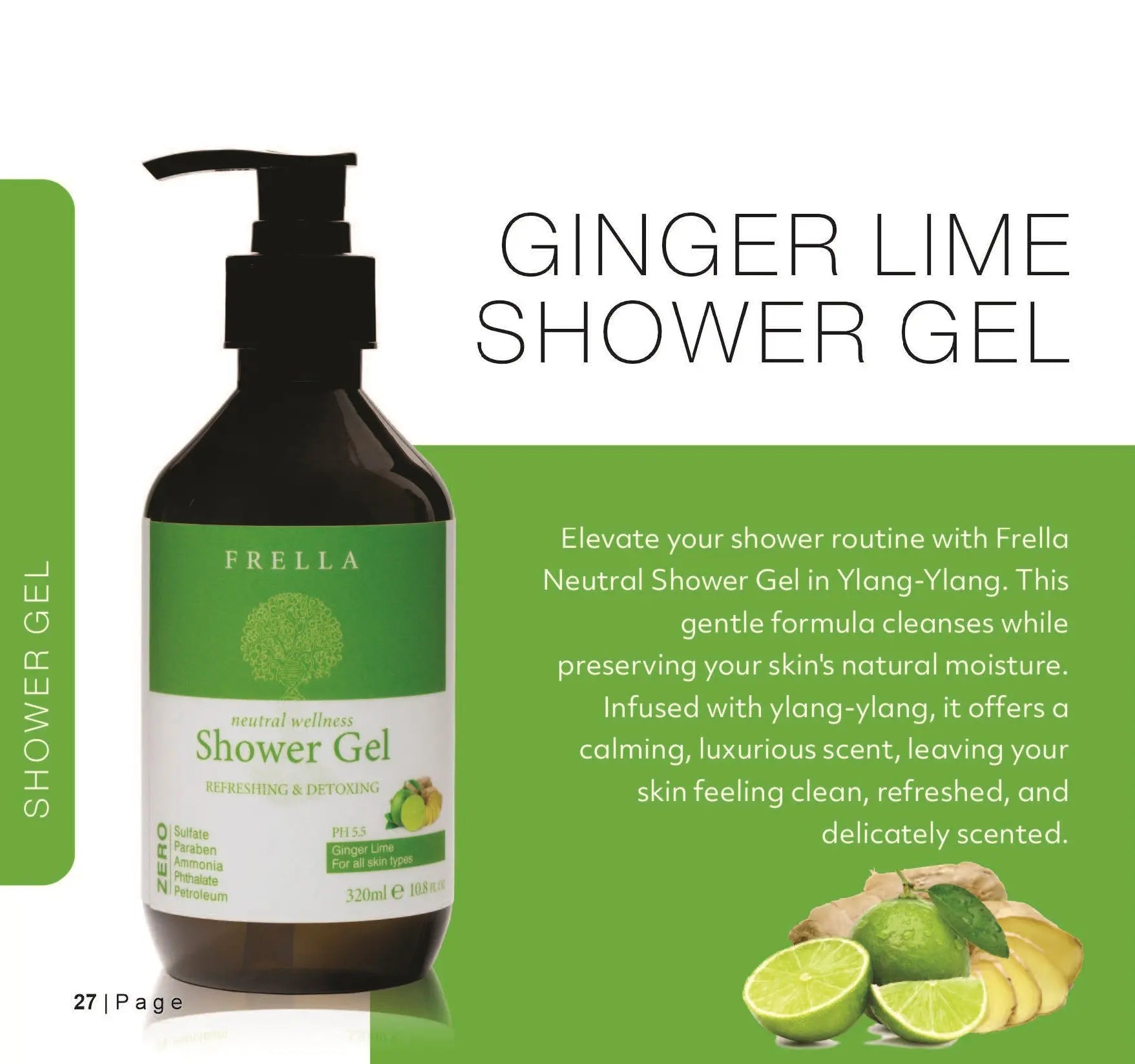 Frella Ginger & Lime Shower Gel with Essential Oil Frella Canada