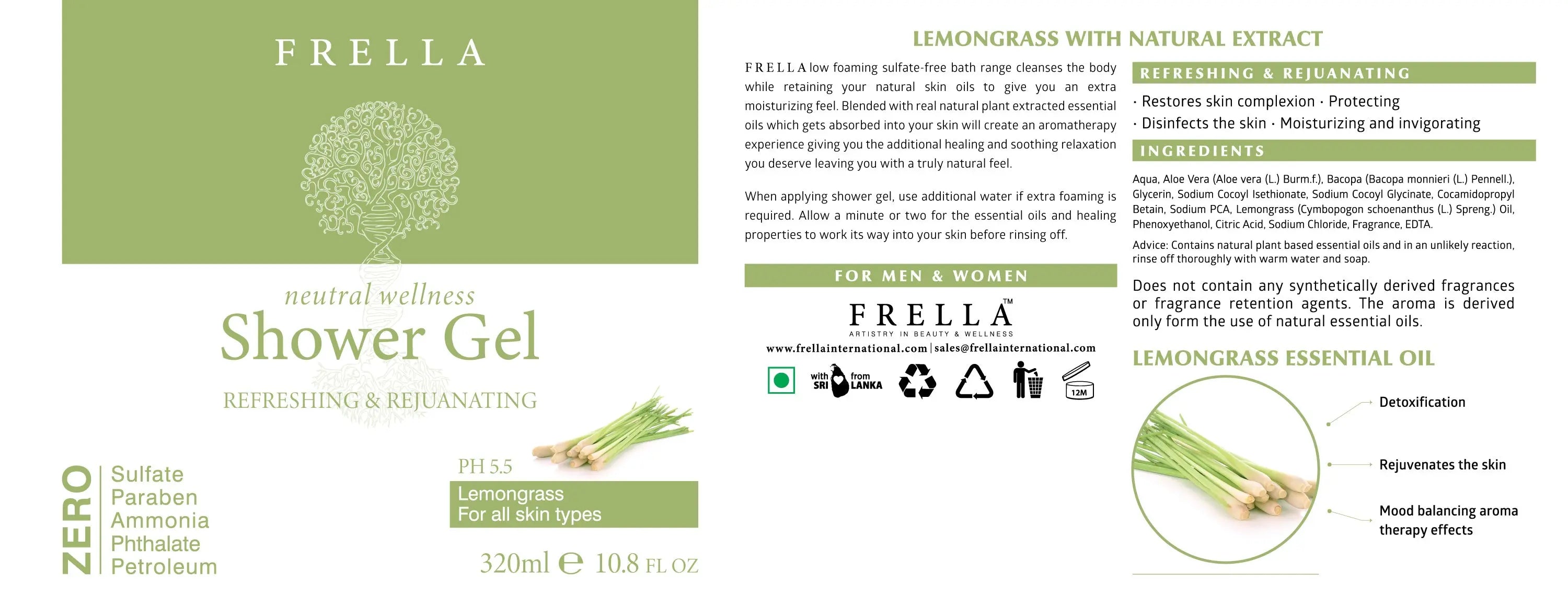 Frella Lemongrass Shower Gel with Essential Oil My Store